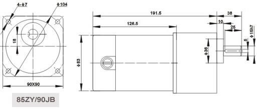 90mm 24V 70RPM DC Motor 85ZY24-80-02