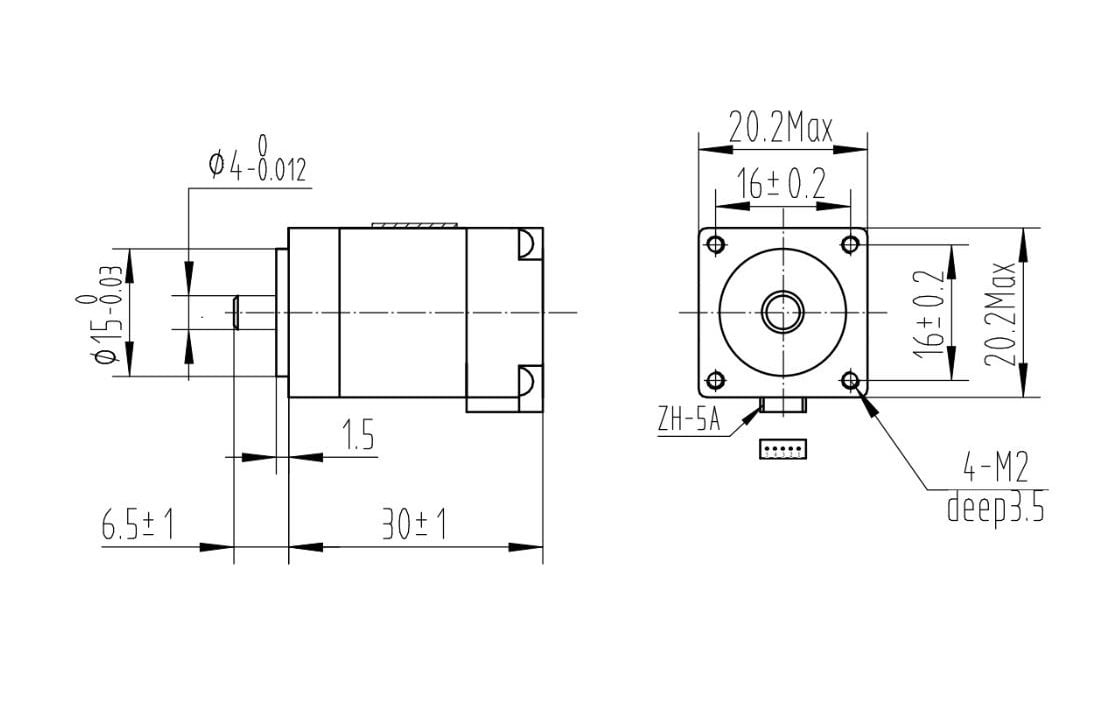 NEMA 8 Bipolar, 200 Adım, 20×30mm, 3.9V Step Motor - PL-1204